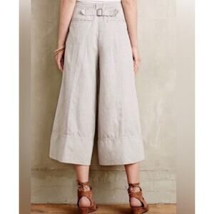 NWT Anthropologie Cartonnier Ultra Wide Leg Linen Cotton Blend Cropped Pants Sz8